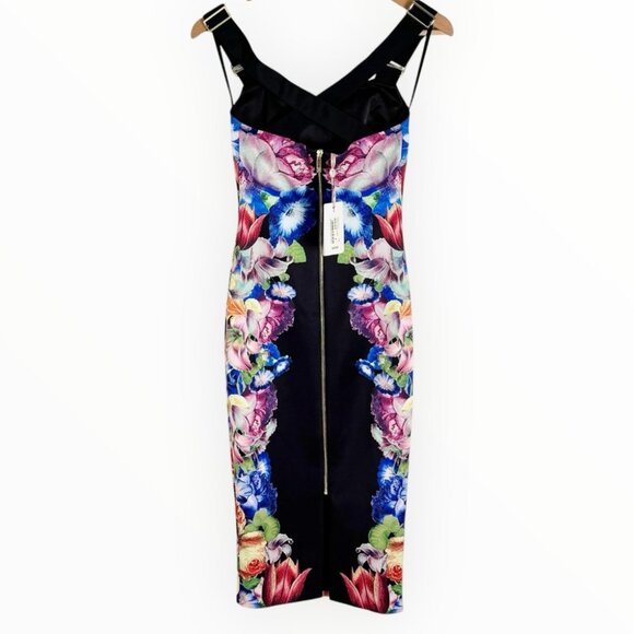 'NWT Ted Baker London Deony' Buckle Strap Sheath Dress size 0 - Picture 2 of 6